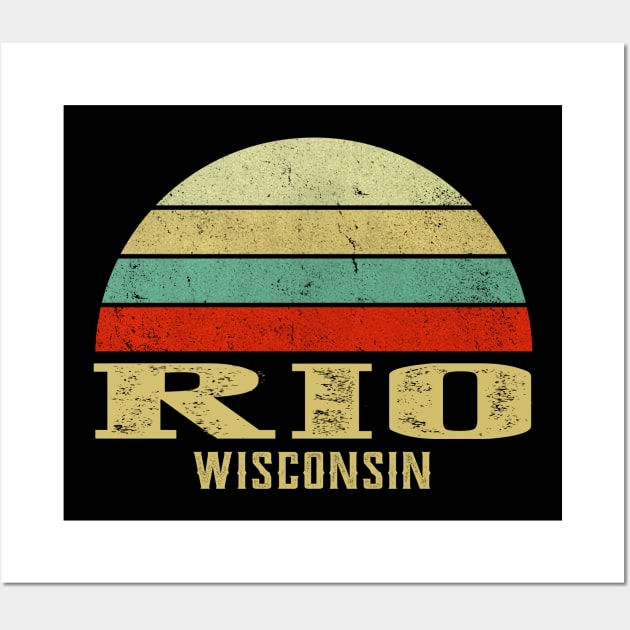 Rio Wisconsin Vintage Retro Sunset Wall Art by Curry G